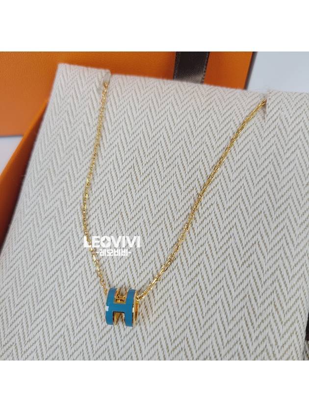 Pop H Pendant Mini PopAche Necklace Necklace Blue Jeans Yellow Gold - HERMES - BALAAN 7