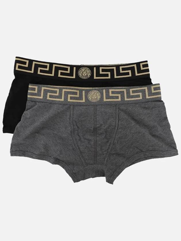 Men's Greca Border Draws 2 Pack Briefs Black Grey - VERSACE - BALAAN 4