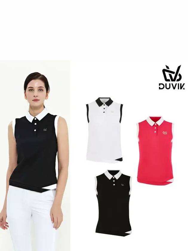 color matching point sleeveless collar t-shirt DD2WTS109PK - DUVIK - BALAAN 2