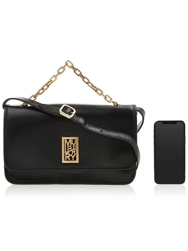 Sadie Rectangle High Shine Leather Shoulder Bag Black - MULBERRY - BALAAN 7