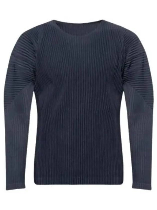 Pleated Long Sleeve T-Shirt Navy - ISSEY MIYAKE - BALAAN 2