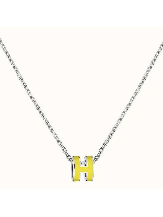 Pop-Ache H Pendant Silver Necklace New Lime - HERMES - BALAAN.