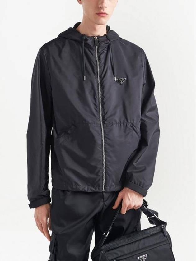 Men's Logo Nylon Hooded Jacket Black - PRADA - BALAAN 4