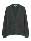 Bold Fox Head Patch Two-Tone Cardigan Grey - MAISON KITSUNE - BALAAN 3