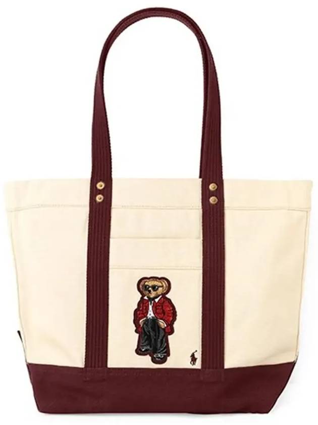 Medium Polo Bear Canvas Tote Bag Ivory - POLO RALPH LAUREN - BALAAN 4