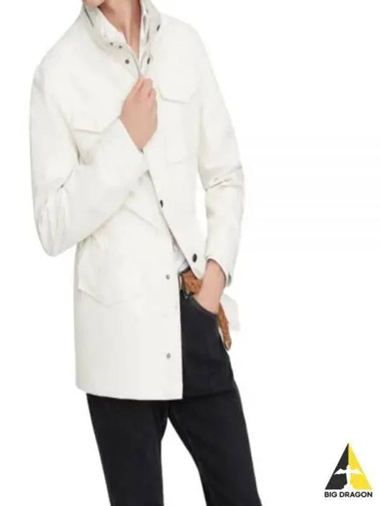 Stand-Up Collar Linen Blend Coat Offwhite - BRUNELLO CUCINELLI - BALAAN 2