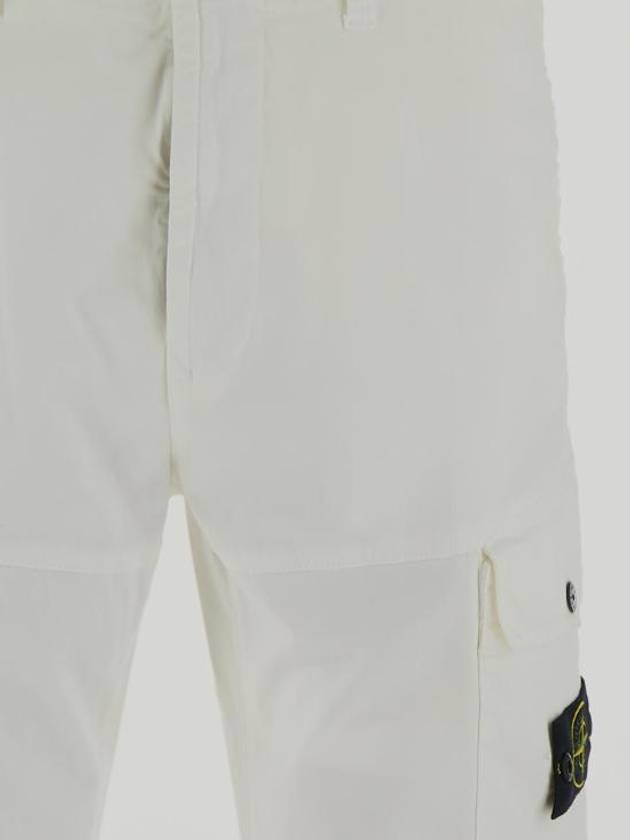 Regular Fit Cargo Cotton Straight Pants White - STONE ISLAND - BALAAN 4