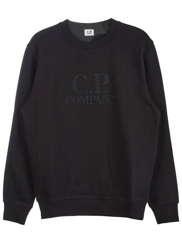 Men's Diagonal Fleece Logo Sweatshirt Black - CP COMPANY - BALAAN 1