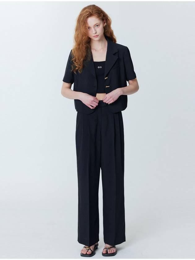 SET_Ribbon button crop jacket_two tuck pants_black - OPENING SUNSHINE - BALAAN 3