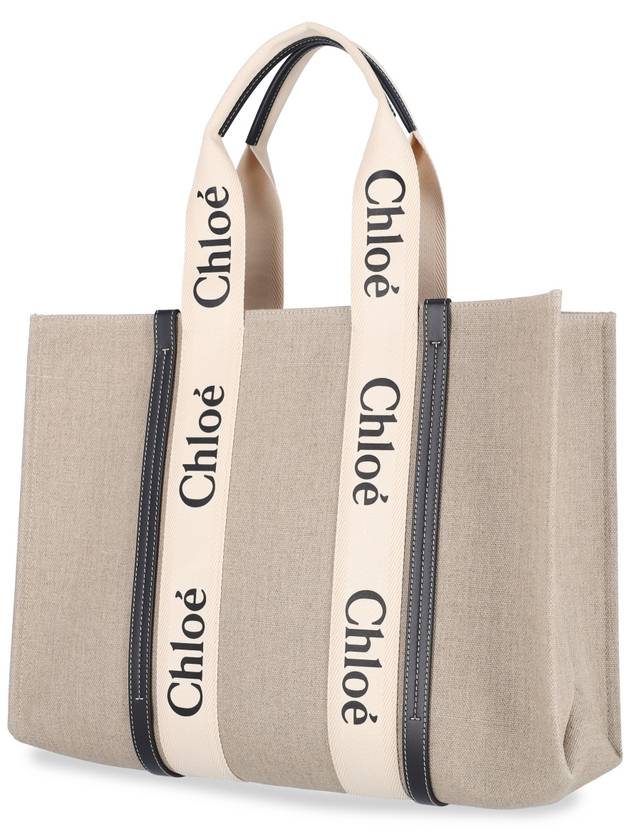 Woody Large Tote Bag Black Beige - CHLOE - BALAAN 3