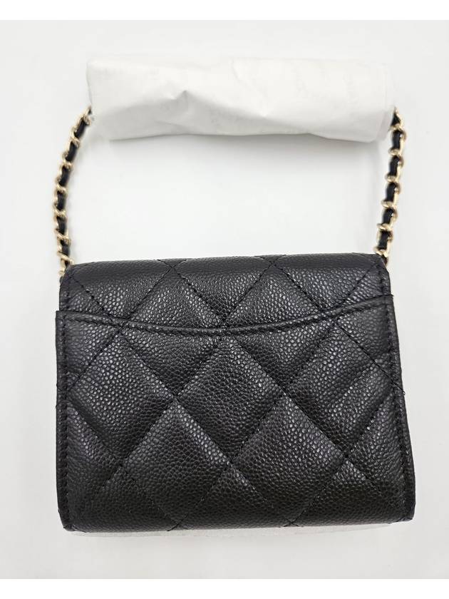 Classic Chain Card Wallet Caviar Mini Bag Black Gold AP0238 - CHANEL - BALAAN 7