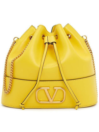 V Logo Signature Chain Mini Bucket Bag Yellow - VALENTINO - BALAAN 1