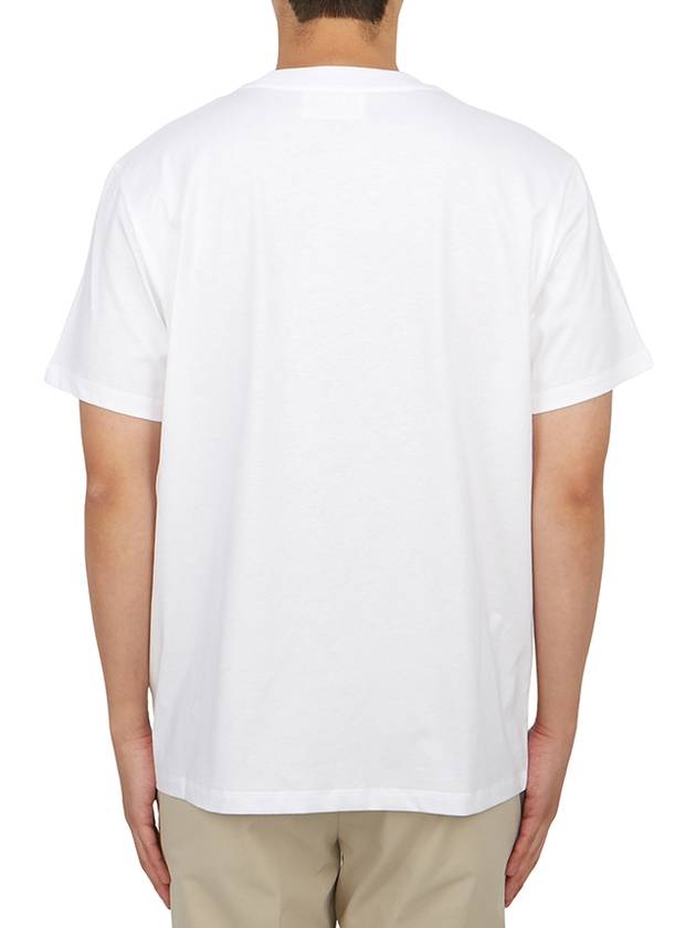 Embroidered Logo Cotton Short Sleeve T-Shirt White - AMI - BALAAN 4