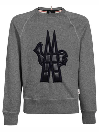 Grenoble Quilted Logo Crew Neck Sweatshirt Grey - MONCLER - BALAAN 2