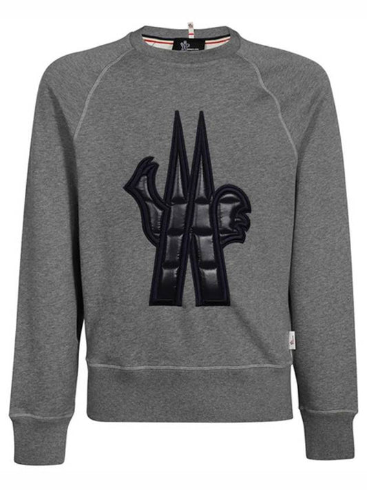 Grenoble Quilted Logo Crew Neck Sweatshirt Gray - MONCLER - BALAAN 2