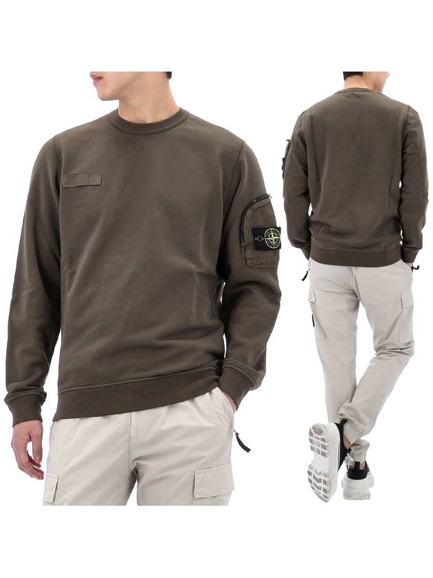 Zipper Pocket Crew Neck Sweatshirt Green - STONE ISLAND - BALAAN 2