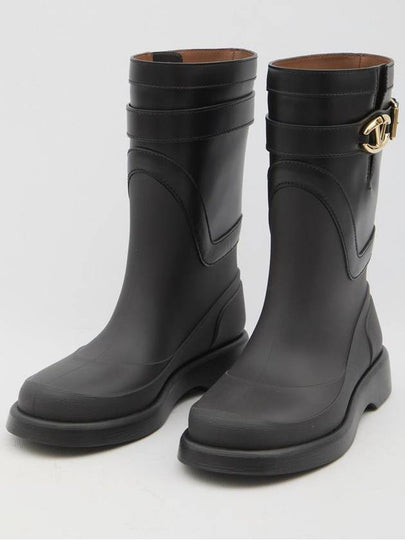 V Logo Bold Edition Middle Boots Black - VALENTINO - BALAAN 2