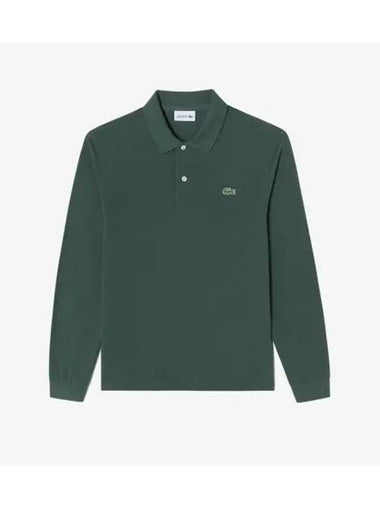 Men s French Regular Fit Long Sleeve Basic Polo Dark Khaki - LACOSTE - BALAAN 1