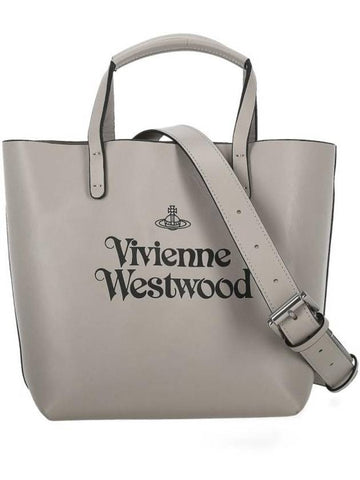 Logo Print Tote Bag Grey Black - VIVIENNE WESTWOOD - BALAAN 1