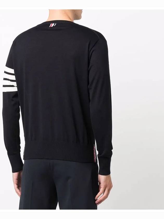 4 Bar Armband Classic Merino Wool Knit Top Navy - THOM BROWNE - BALAAN 5