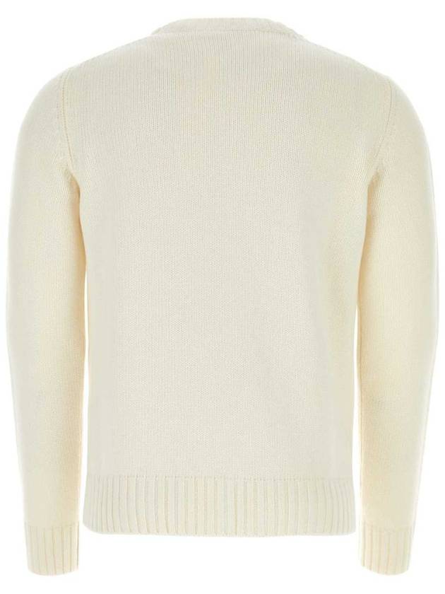 round neck wool cashmere knit top white - PRADA - BALAAN 3