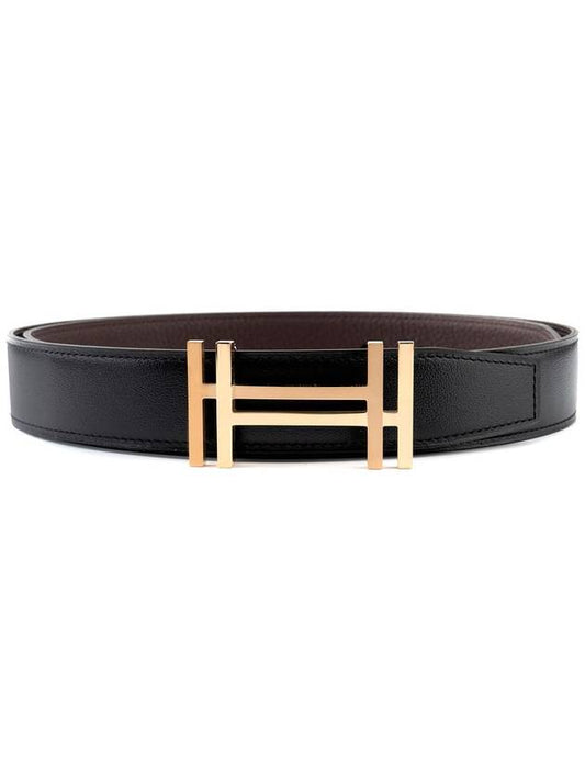 Women's H Au Carre Buckle Reversible Leather Strap Belt Black Brown - HERMES - BALAAN 2