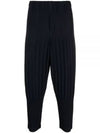 Tapered Pleated Straight Pants Navy - ISSEY MIYAKE - BALAAN 2