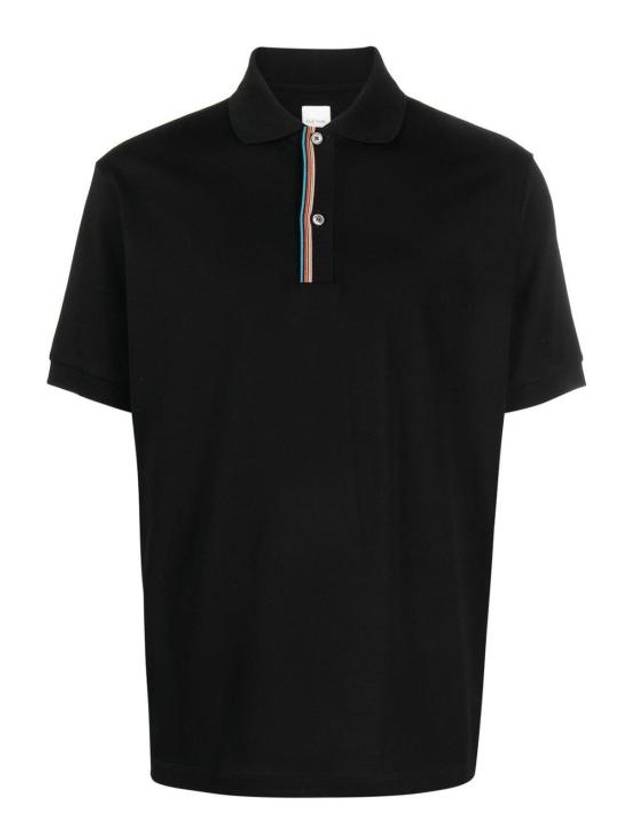 Signature Stripe Trim Polo Shirt Black - PAUL SMITH - BALAAN 2