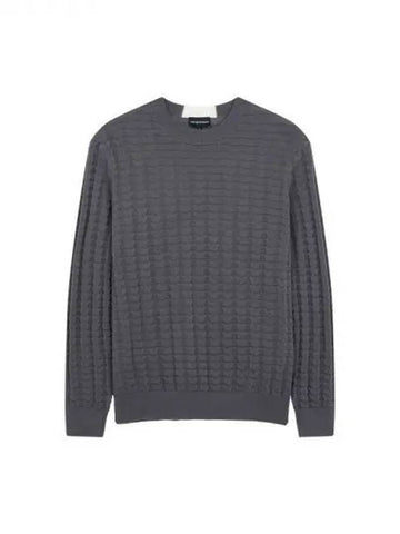 Men s Triangle Pattern Crew Neck Knit Charcoal Gray 271834 - EMPORIO ARMANI - BALAAN 1