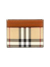 Check Print Leather Card Holder Beige - BURBERRY - BALAAN 2