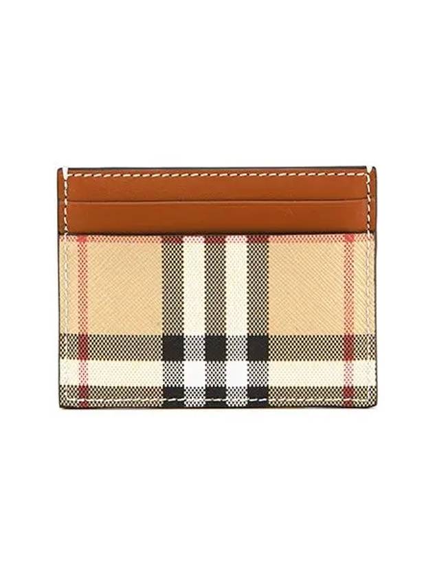 Check Print Leather Card Holder Beige - BURBERRY - BALAAN 5