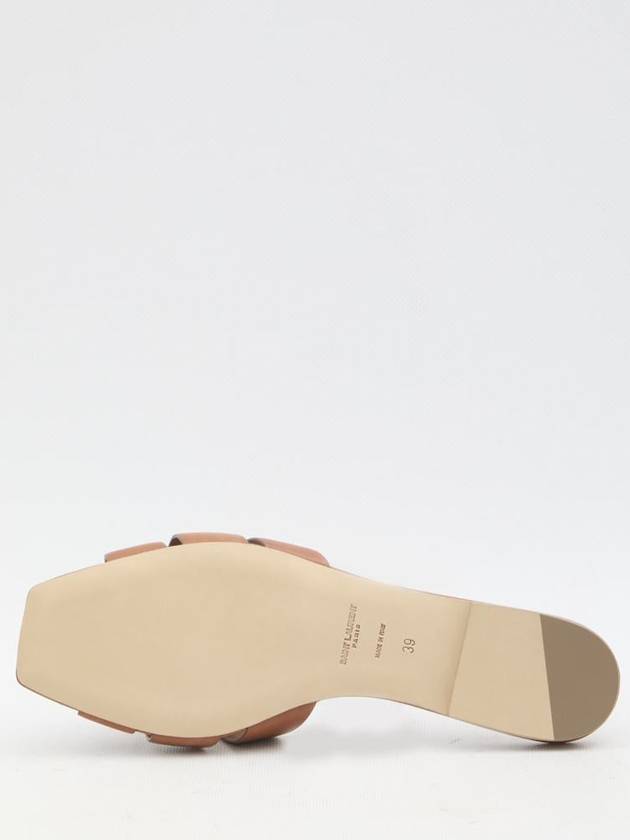 Tribute Smooth Leather Flat Mules Amber - SAINT LAURENT - BALAAN 5