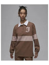 Jordan Long Sleeve Polo Top W Akio Brown Pink Oxford White FV7183 223 - NIKE - BALAAN 1