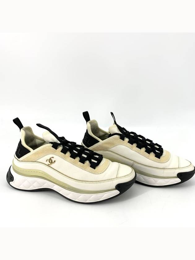 Mixed fiber sneakers white gold 37 5 - CHANEL - BALAAN 4