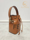 Used luxury goods Lewis It Brown leather Montresor mini bucket bag - FENDI - BALAAN 3