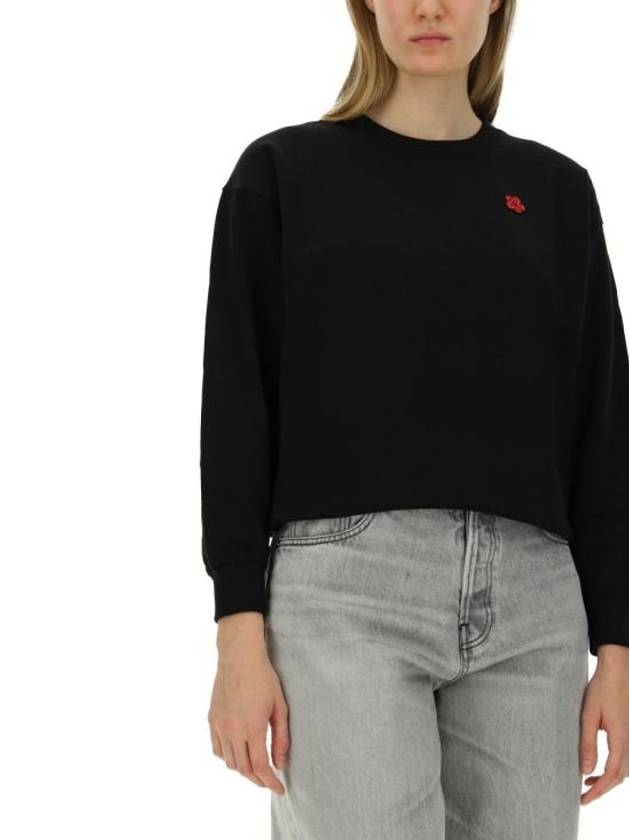 Boke Flower Embroidery Crew Neck Sweatshirt Black - KENZO - BALAAN 7