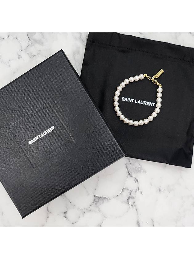 Pearl Metal Bracelet Cream Gold - SAINT LAURENT - BALAAN 4