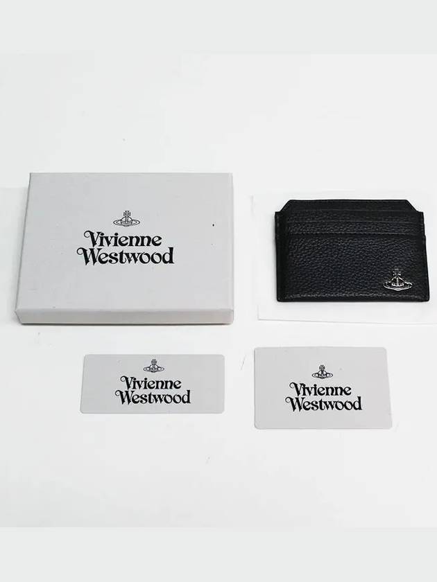 ORB Logo Grain Leather Slim Card Wallet Black - VIVIENNE WESTWOOD - BALAAN 6