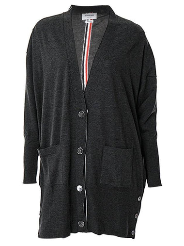 Back Stripe Cardigan Dark Grey - THOM BROWNE - BALAAN 1