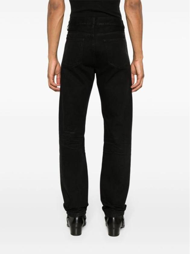 Denim Cotton Straight Jeans Black - SAINT LAURENT - BALAAN 5