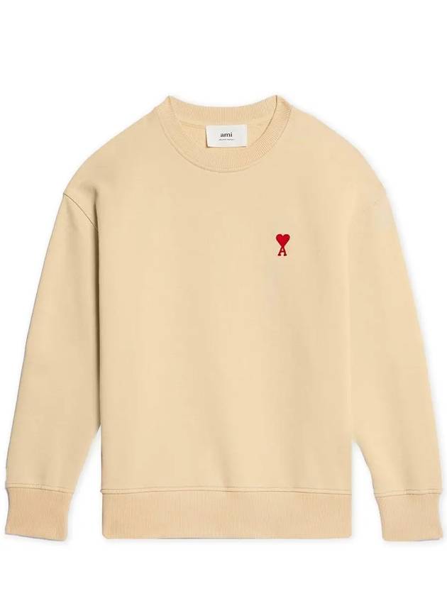 Small Heart Logo Sweatshirt Beige - AMI - BALAAN 1