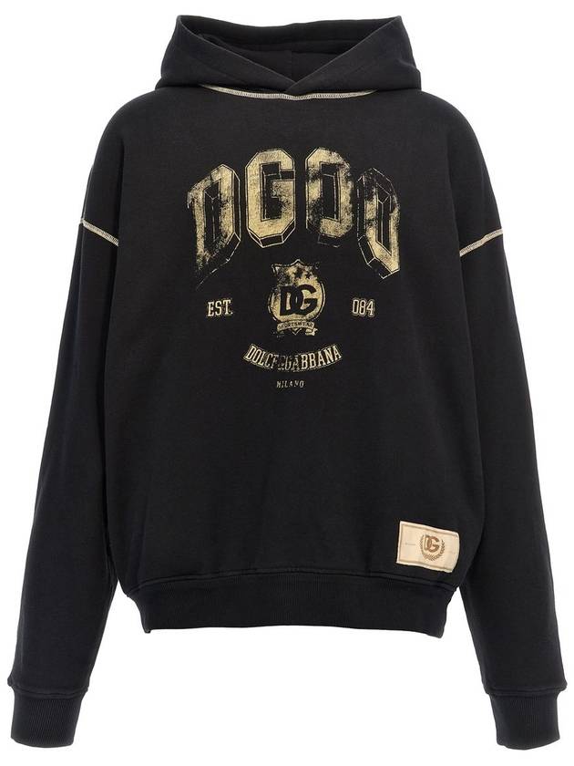 Oversized Hoodie With Hood And Logo Print - DOLCE&GABBANA - BALAAN 1