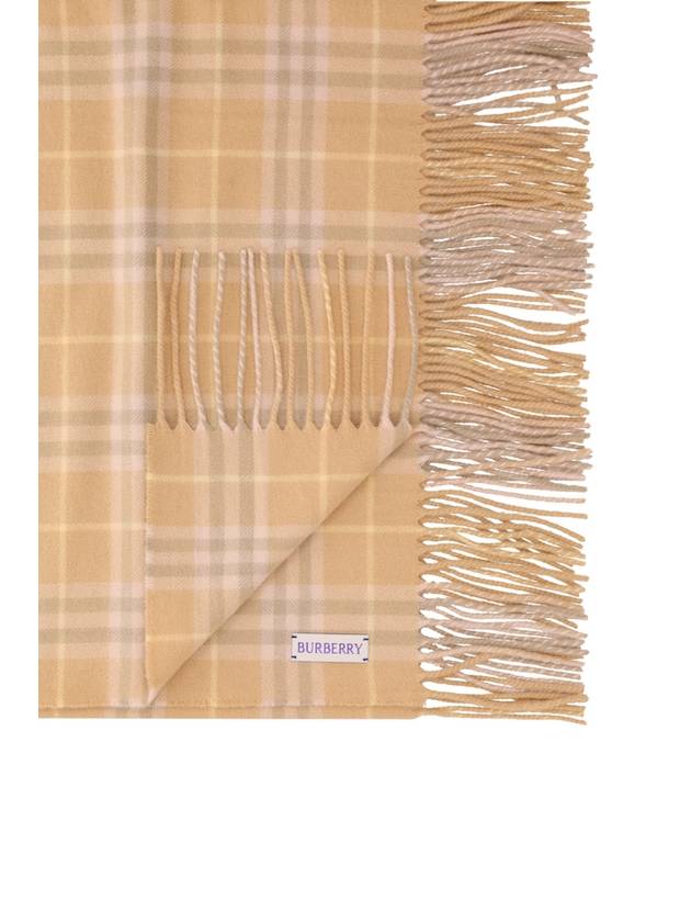 Vintage Check Cashmere Fringe Scarf Beige - BURBERRY - BALAAN 3