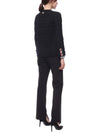 Merino Wool Crisscross Cable Stitch 3/4 Sleeve V-Neck Cardigan Navy - THOM BROWNE - BALAAN 7