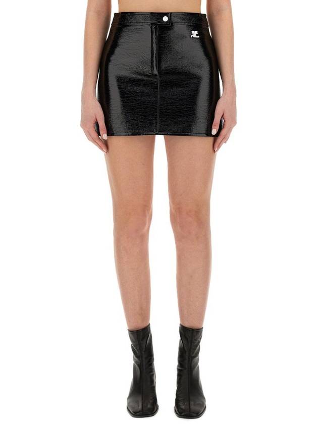 Edition Glossy Vinyl A-Line Skirt Black - COURREGES - BALAAN 2