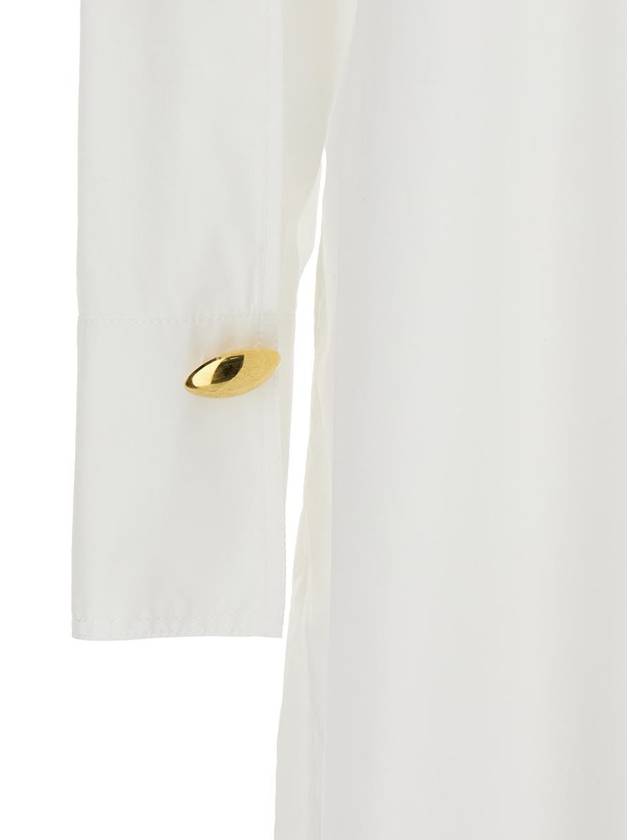 White Long Shirt With Pointed Collar And Metallic Details On The Cuffs In Fabric Woman - FEDERICA TOSI - BALAAN 3