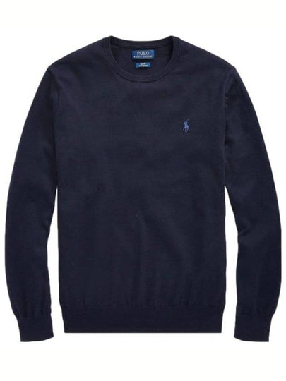 Embroidered Logo Crew Neck Knit Top Navy - POLO RALPH LAUREN - BALAAN 2