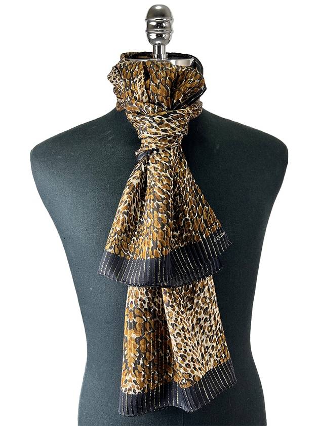 Leopard print lurex silk scarf 2AWF3972 - CELINE - BALAAN 8