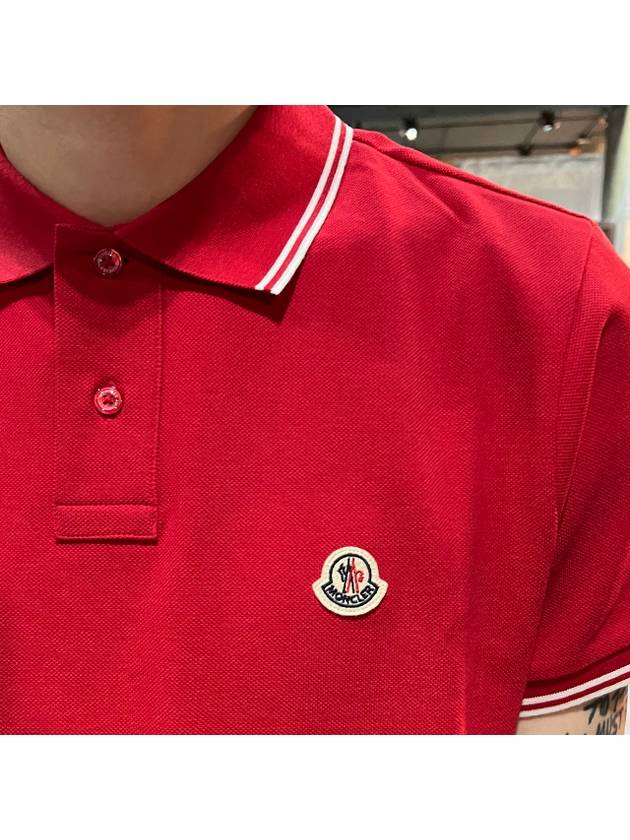 Logo Patch Short Sleeve Polo Shirt Red - MONCLER - BALAAN 7