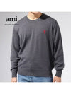 Heart Embroidered Logo Crew Neck Knit Top Heather Grey - AMI - BALAAN 2